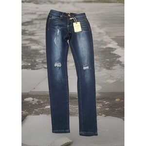 Raw Brand Womens Dark Wash Distressed Skinny‎ Jeans Size 3 Brand New With Tags